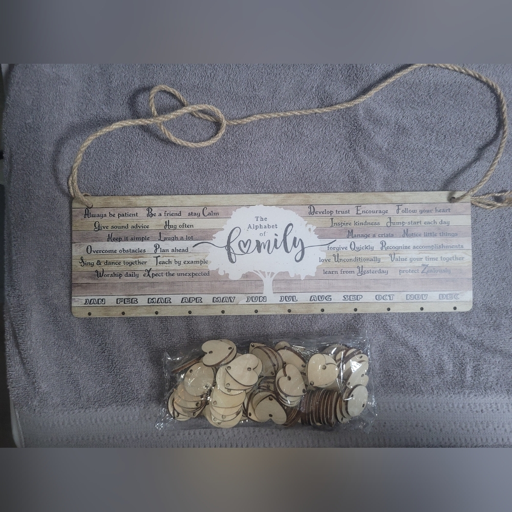Wooden Family Birthday Sign with Heart Cutouts